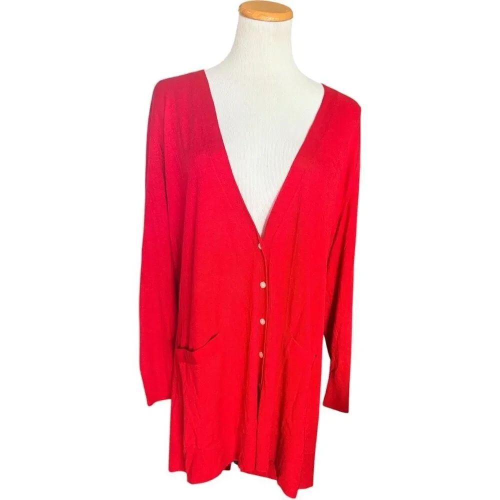 NWT Womens Ralph Lauren Plus Brilliant Red Holiday Cardigan Sweater - Sz 3X